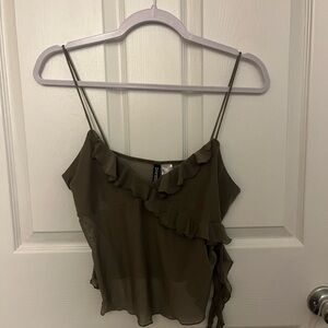 H&M Olive Ruffle Camisole